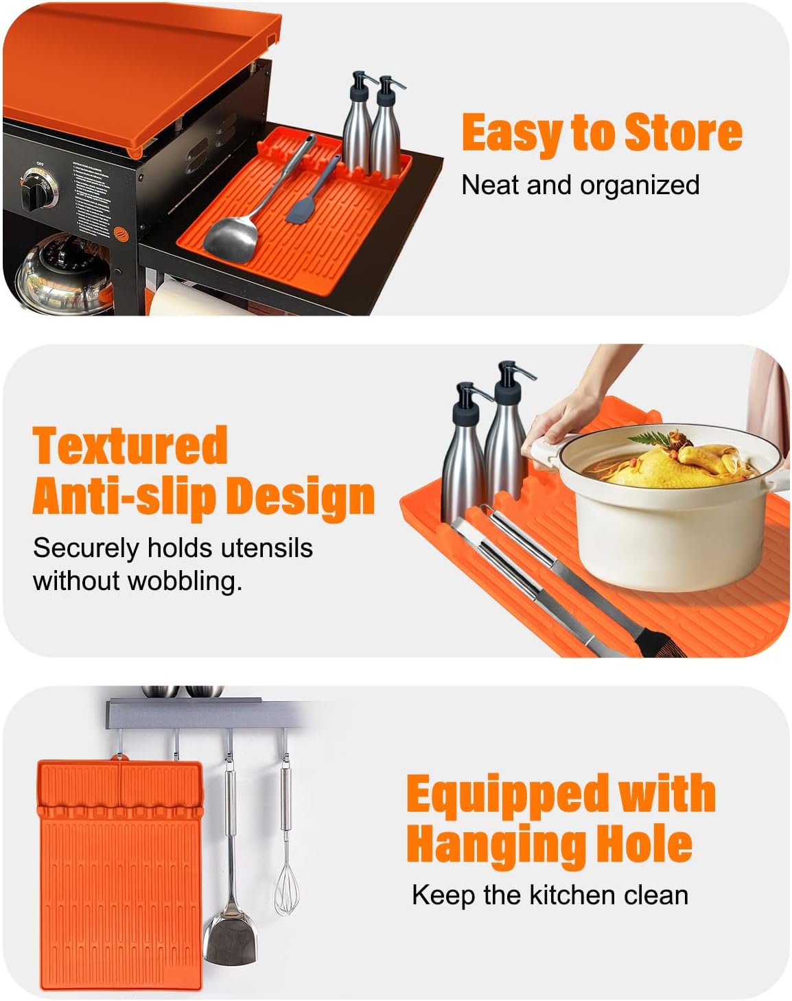 Full Wrap-Around 36" Blackstone Silicone Griddle Cover,Include 16" Spatula Mat, Reusable & Premium Food-Grade Silicone Grill Mat | Thick & Durable | from Dirt & Rust ﻿